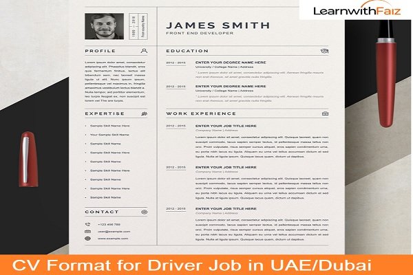 CV Format for Driver Job